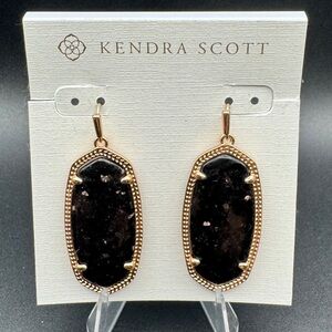 HTF Kendra Scott Elle Earrings | Black Granite | Rose Gold | Rare Retired
